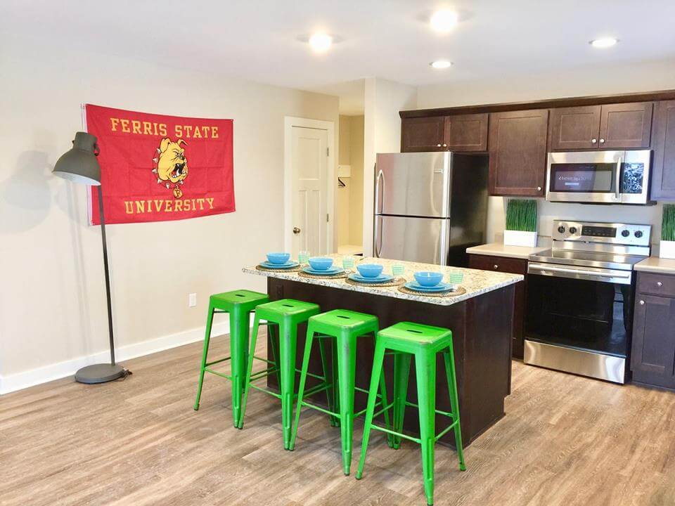 Campus Creek Cottages Big Rapids MI Stainless Steel Appliances Granite Counters