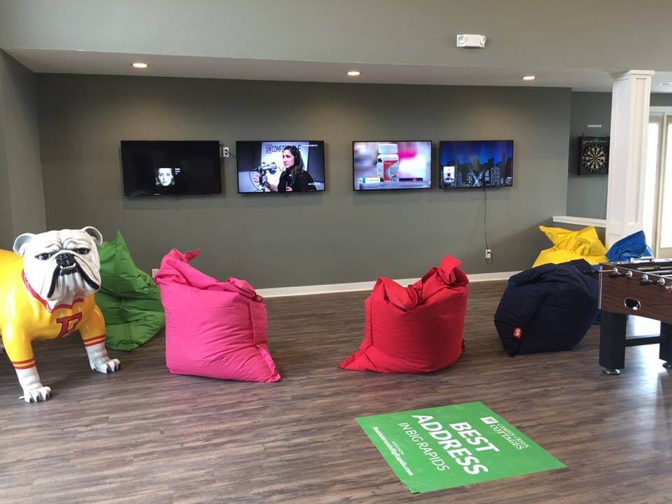 Campus Creek Cottages and Townhomes Big Rapids MI Clubhouse TV Station